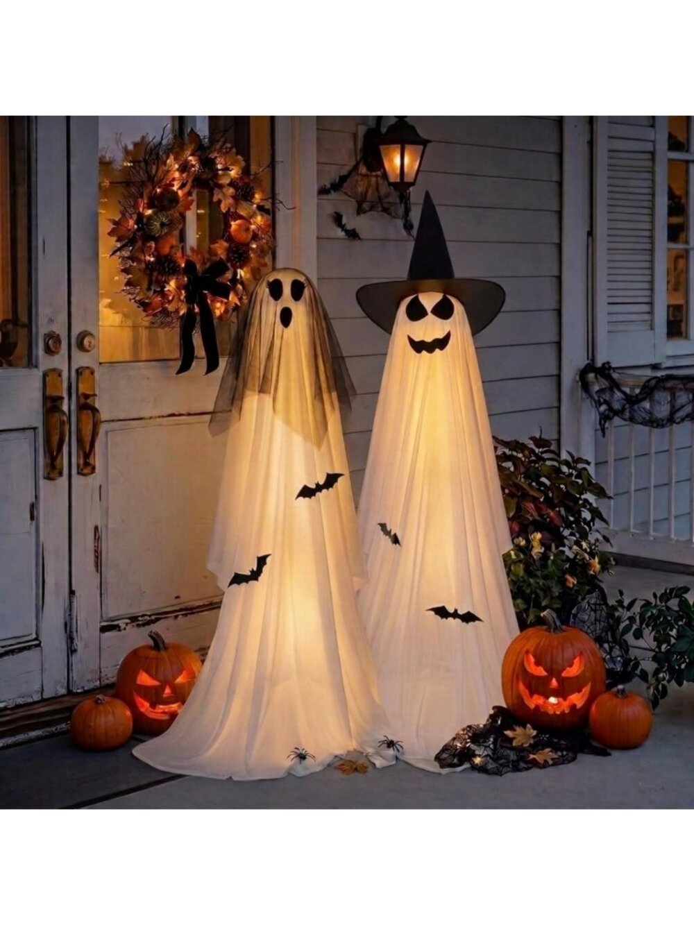 2 Pack 5FT Light Up Halloween Ghost Decorations for Outdoor Spooky Decor